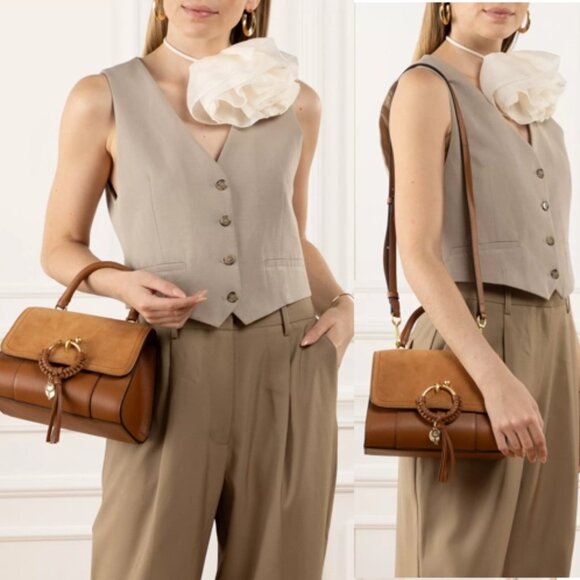 NWT ✅ See by Chloe JOAN Leather & Suede Bag CARAMEL ✨ NWT - Picture 8 of 17